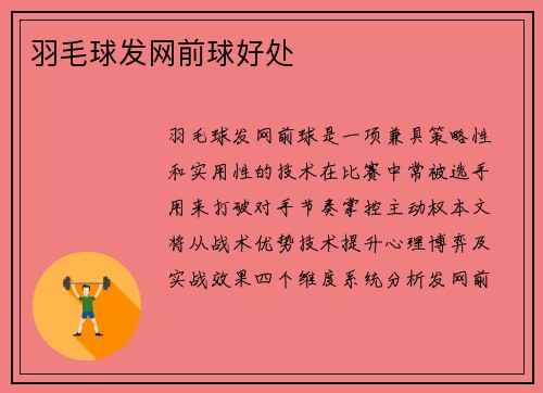羽毛球发网前球好处